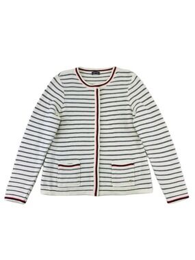 Basler cotton nautical cardigan Size 10 striped round neck